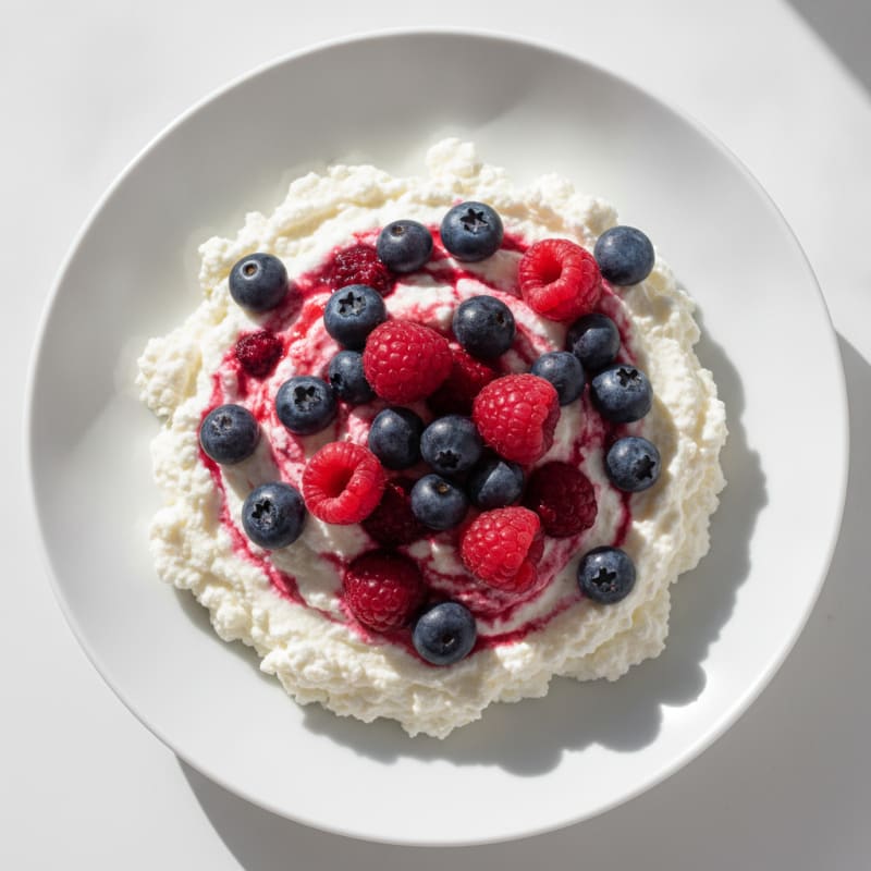 Silky Cottage Cheese Protein Pudding with Mixed Berries