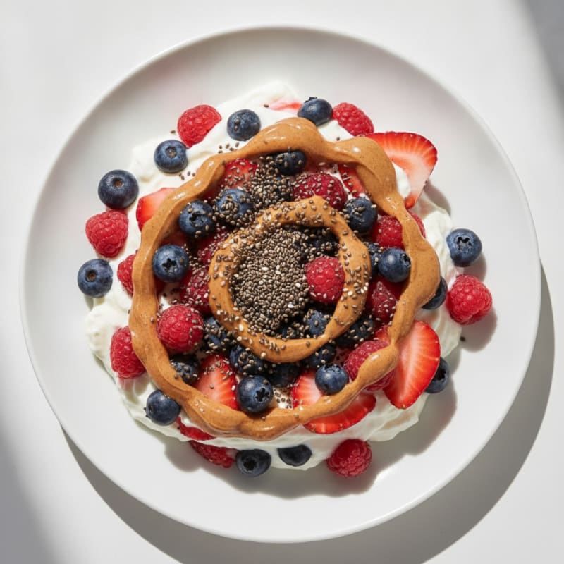 Greek Yogurt Parfait with Mixed Berries and Almond Butter