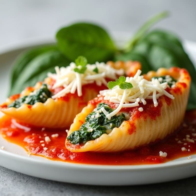 Baked Creamy Spinach Ricotta Stuffed Shells