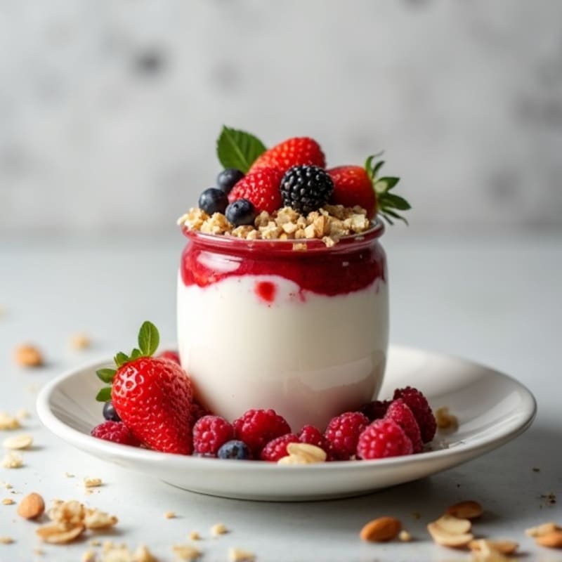 Vanilla Greek Yogurt Protein Parfait with Mixed Berries