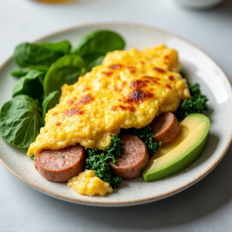 Egg White Scramble with Turkey Sausage and Spinach