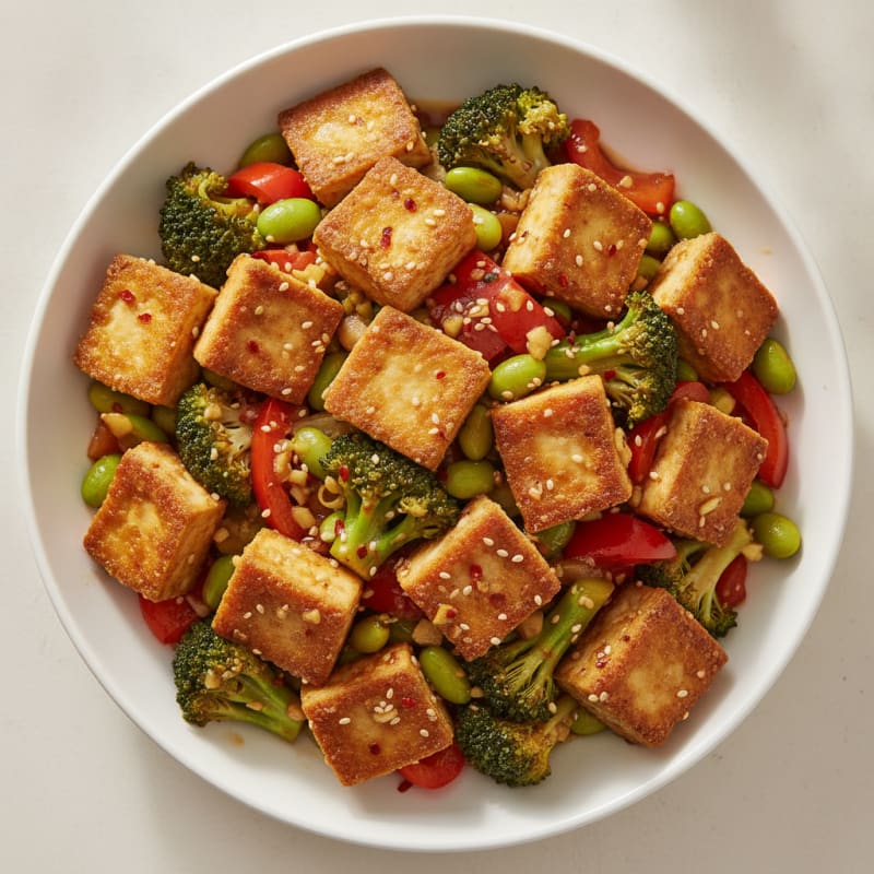 Sesame Tofu Stir-Fry with Mixed Vegetables