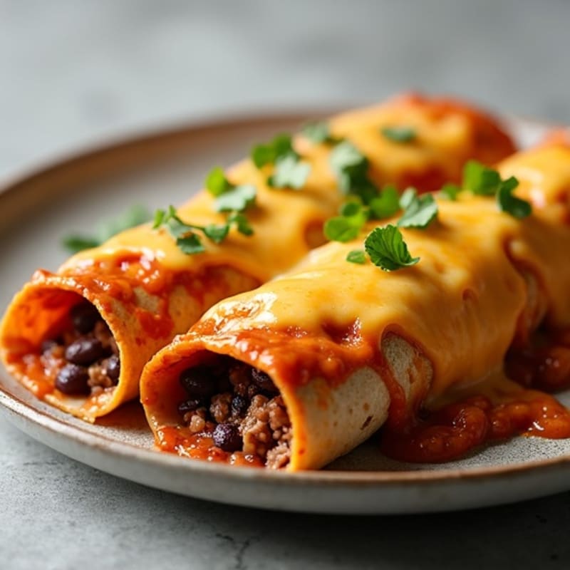 Baked Cheesy Lean Beef and Black Bean Enchiladas