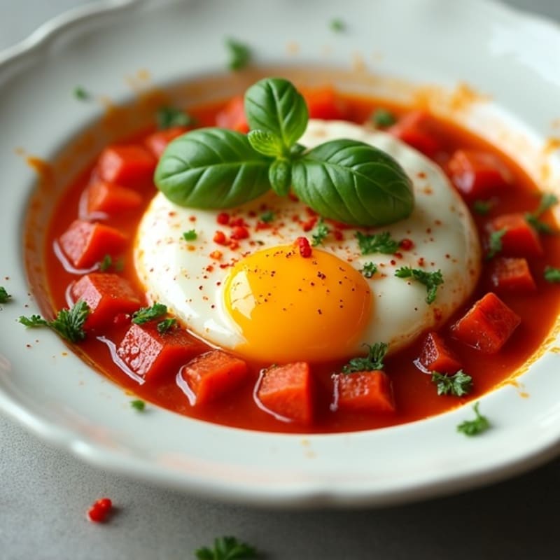 Spiced Tomato Poached Eggs with Fresh Herbs