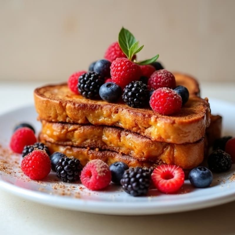 Crispy Baked Peanut Butter and Fresh Berry French Toast