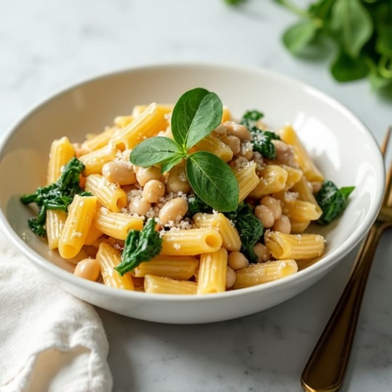 Creamy Lemony Pasta with Spinach and White Beans