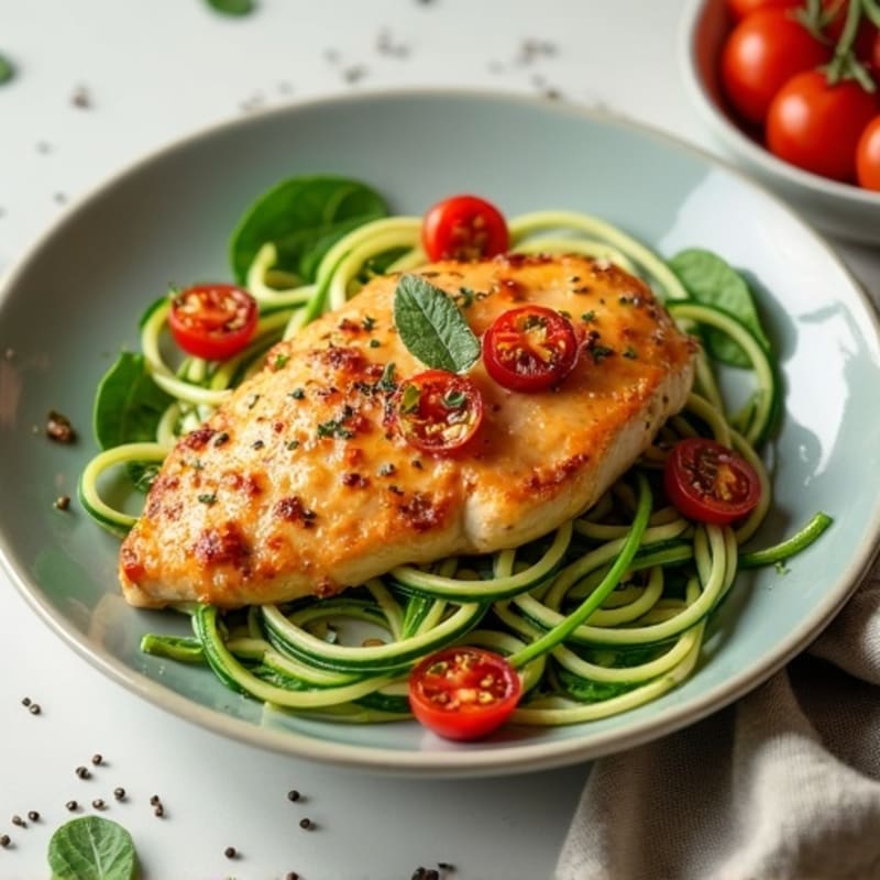 Creamy Sun-Dried Tomato Chicken with Spinach and Zucchini Noodles