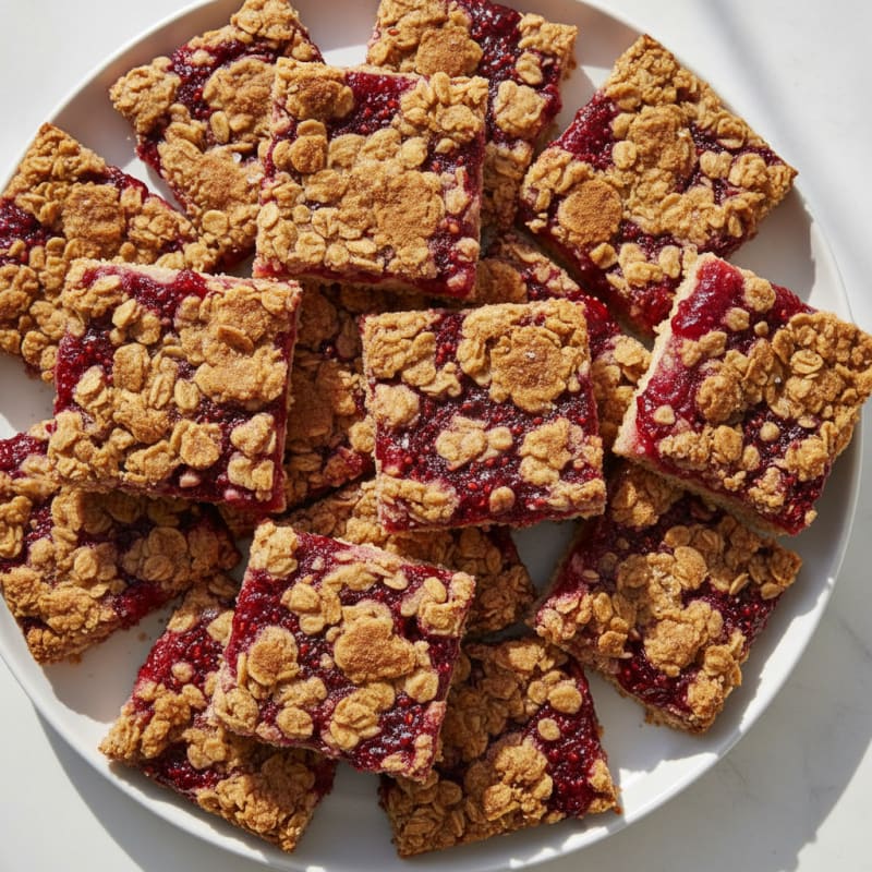 Raspberry Jam Oat Crumble Bars