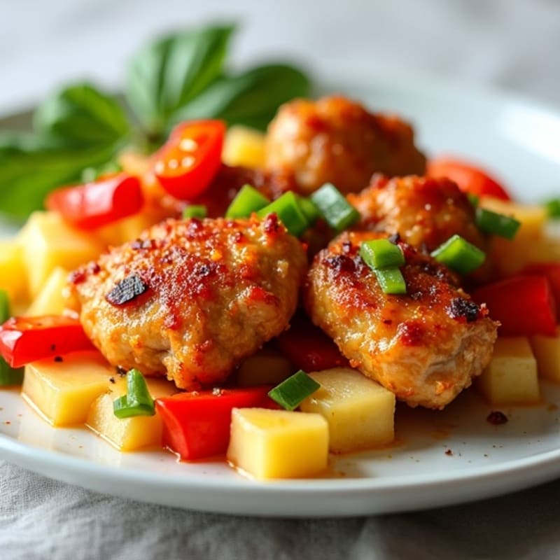 Crispy Baked Sweet and Sour Chicken with Fresh Bell Peppers and Pineapple
