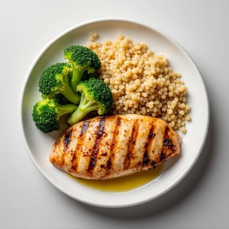 Grilled Chicken Breast with Quinoa and Steamed Broccoli