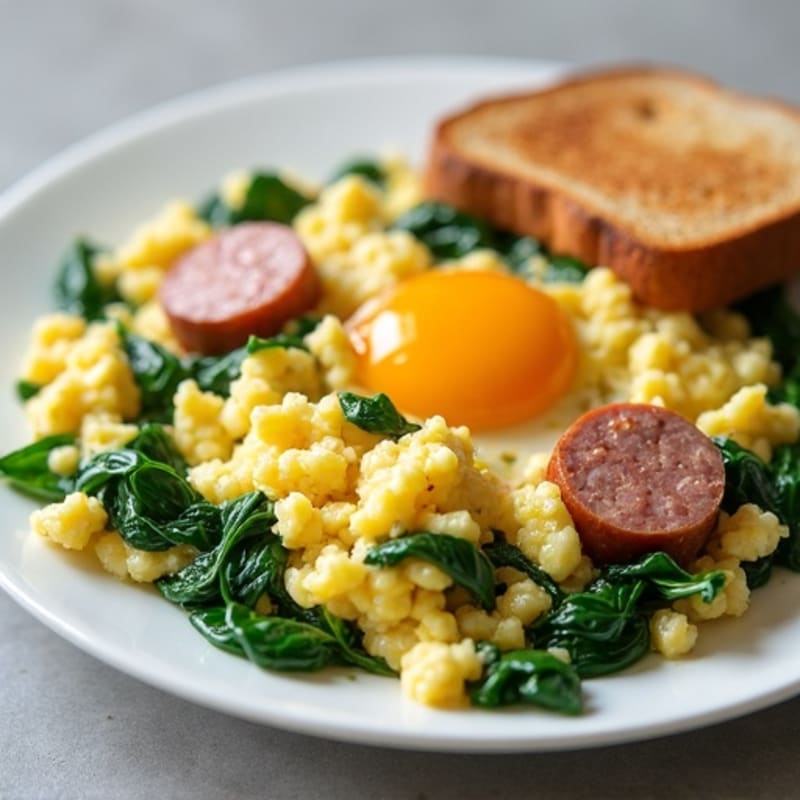Egg White and Turkey Sausage Scramble with Spinach