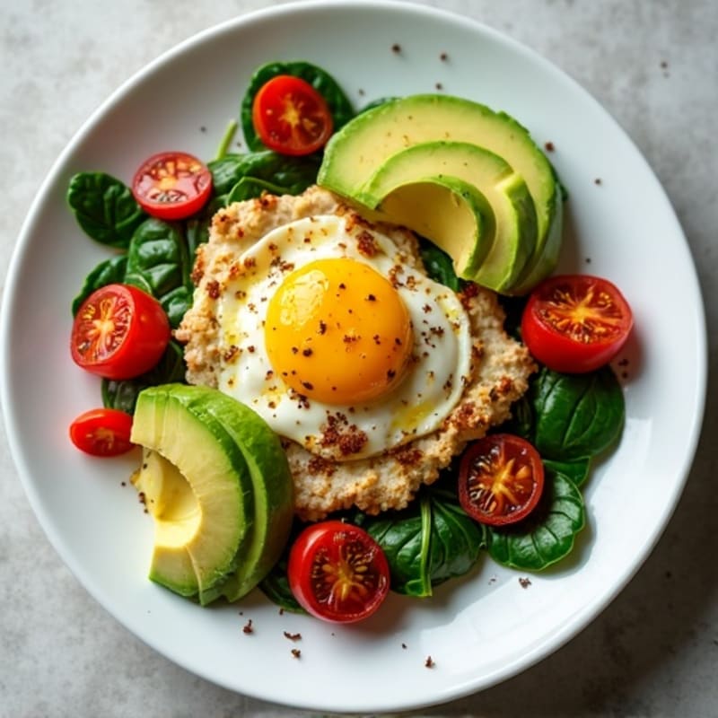 Egg White and Turkey Spinach Scramble with Roasted Tomatoes