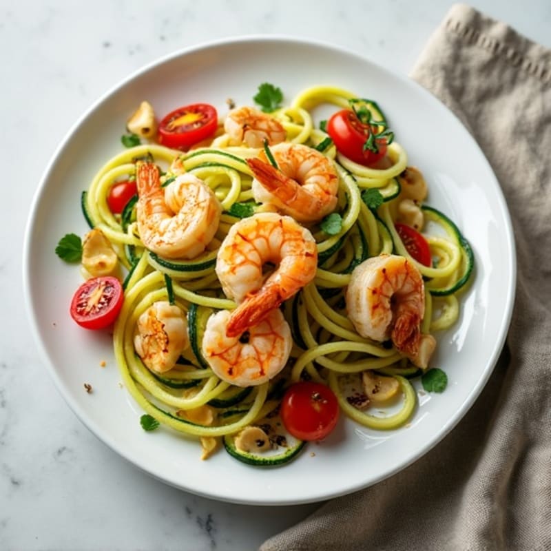 Herb-Roasted Zucchini Noodles with Garlic Shrimp