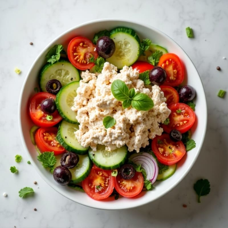 Creamy Mediterranean Tuna and Cottage Cheese Bowl