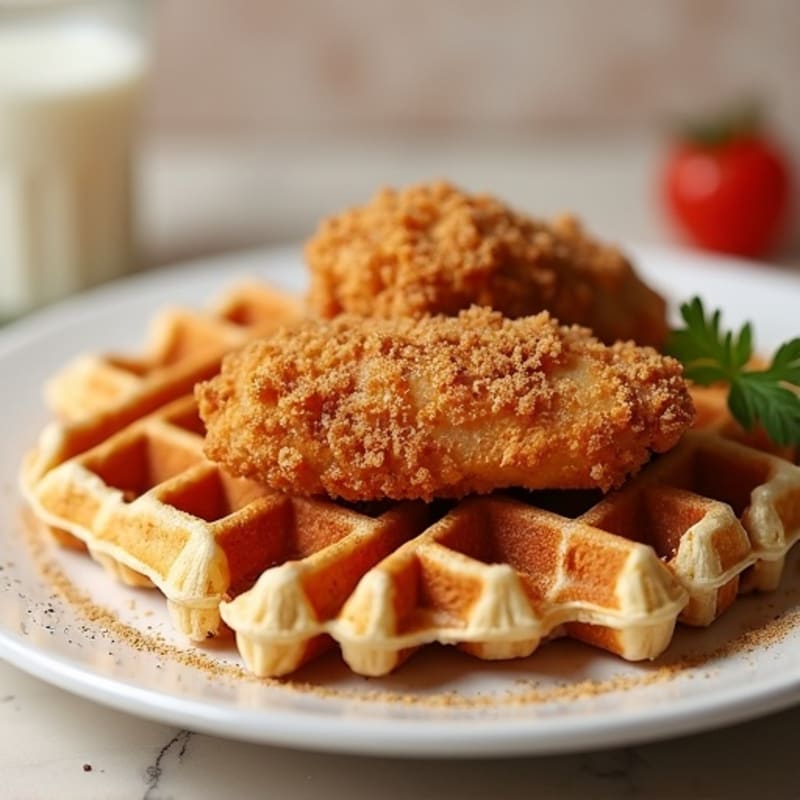 Golden Crispy Baked Chicken with Whole Wheat Waffles