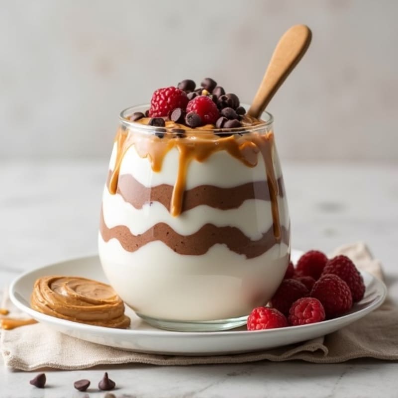 Creamy Greek Yogurt Protein Parfait with Chocolate and Peanut Butter