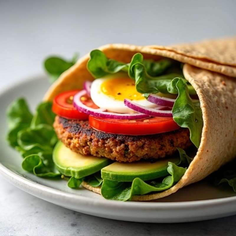 Hearty Veggie Burger Wrap with Fresh Greens