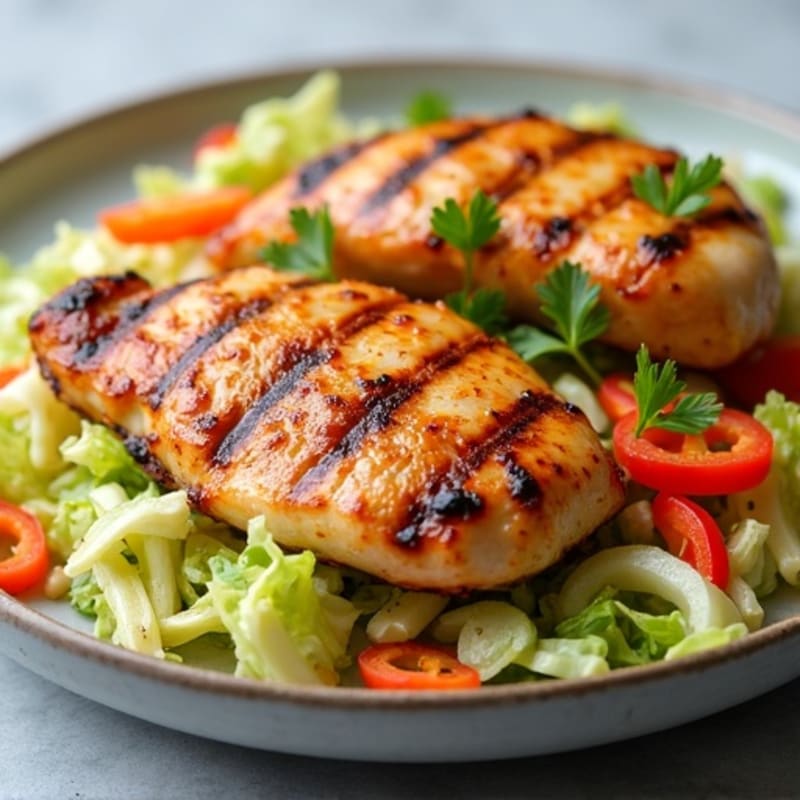 Grilled Chicken Breast with Crunchy Cabbage Slaw