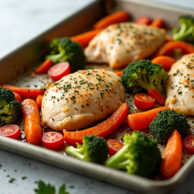 Sheet Pan Garlic Herb Chicken and Crispy Roasted Vegetables