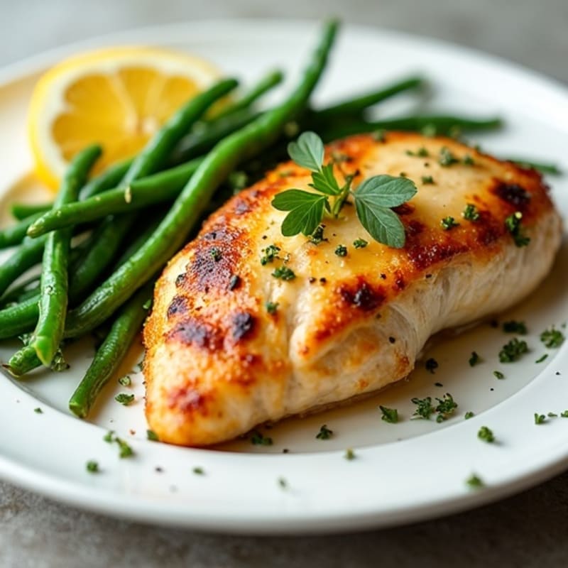 Lemon Herb Chicken with Crispy Roasted Fine Beans