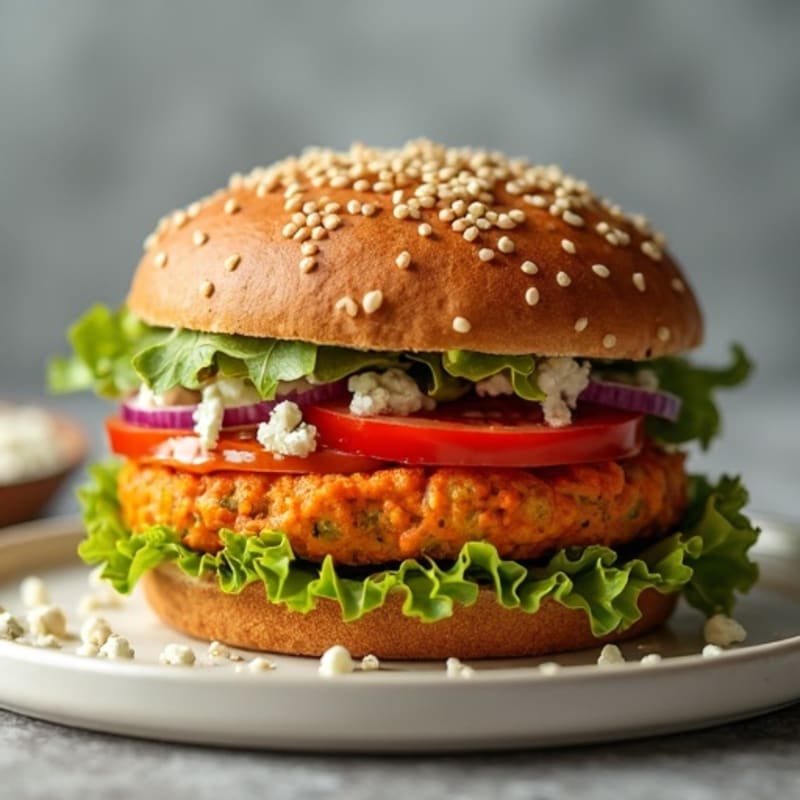 Spicy Buffalo Turkey Burger with Blue Cheese Crumbles