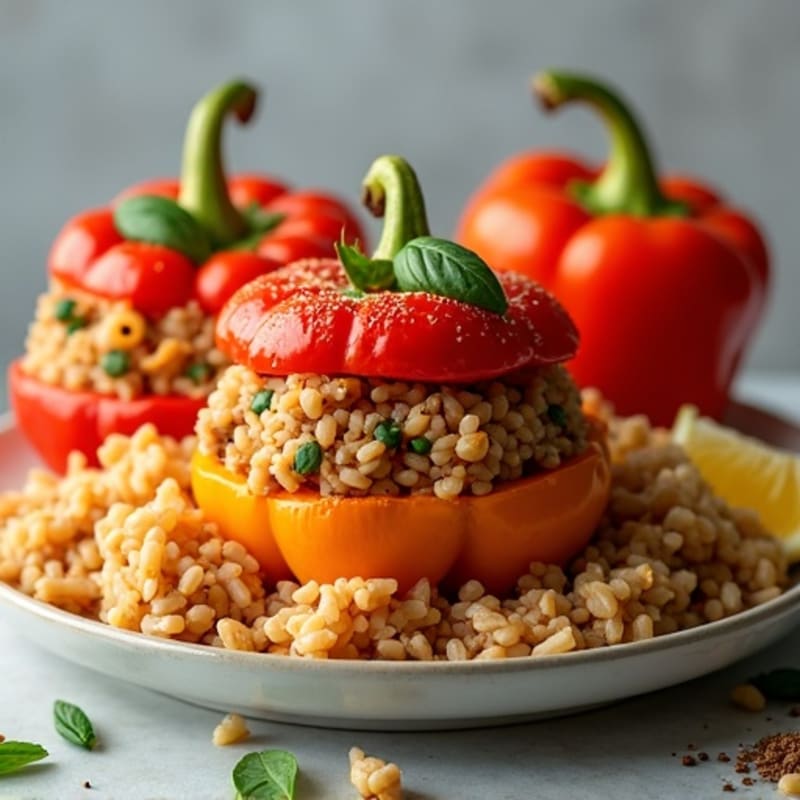 Hearty Lean Ground Turkey and Rice Stuffed Bell Peppers