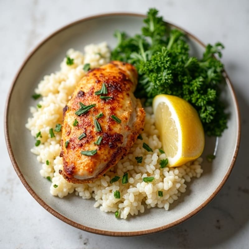 Herb-Roasted Chicken with Fluffy Cauliflower Rice