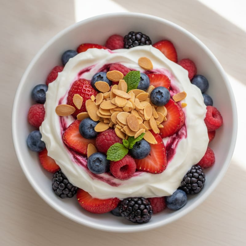 Greek Yogurt Protein Parfait with Mixed Berries
