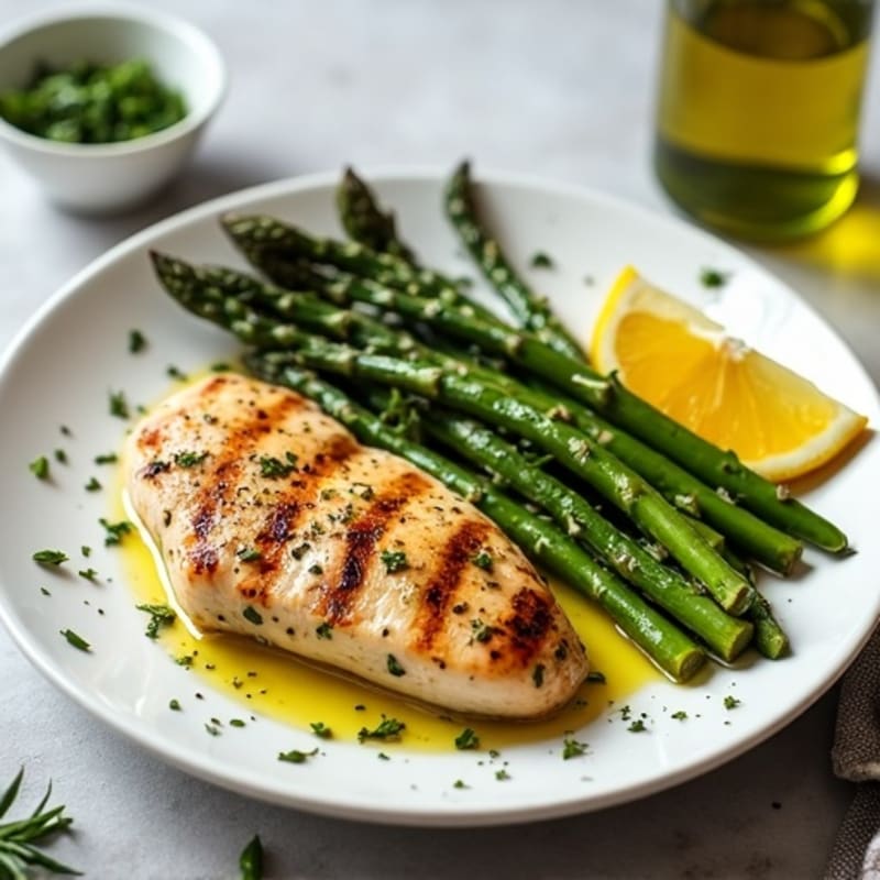 Herb-Marinated Grilled Chicken with Roasted Asparagus
