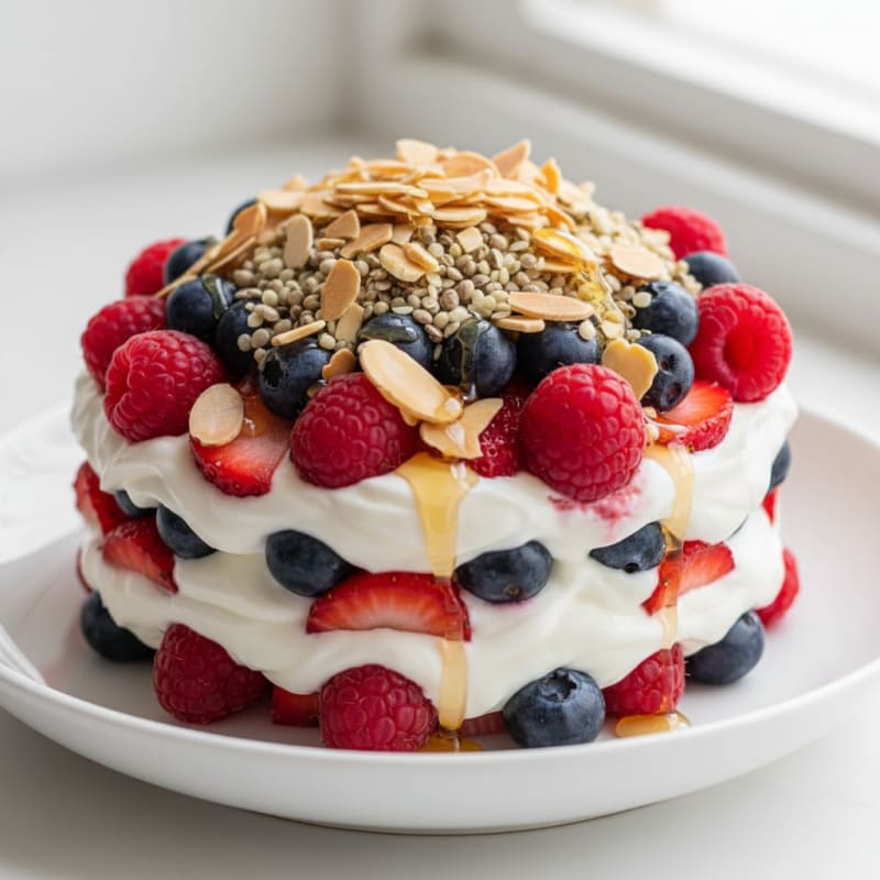 Greek Yogurt Protein Parfait with Mixed Berries
