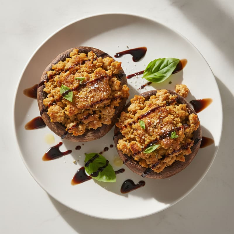 Herb-Stuffed Portobello Mushrooms with Balsamic Glaze