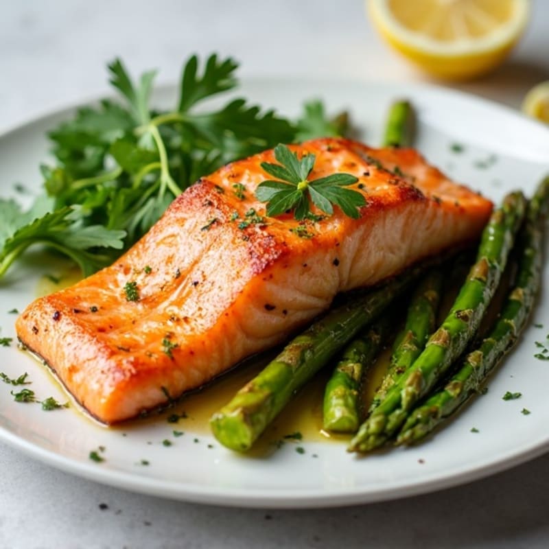 Crispy Skin Salmon with Lemon-Herb Roasted Asparagus