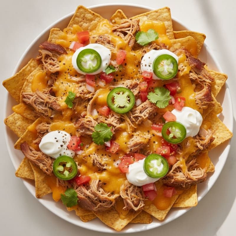 Pulled Pork Nachos with Pickled Jalapeños