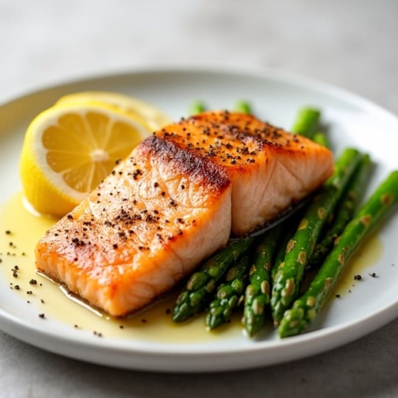 Crispy Pan-Seared Salmon with Roasted Asparagus