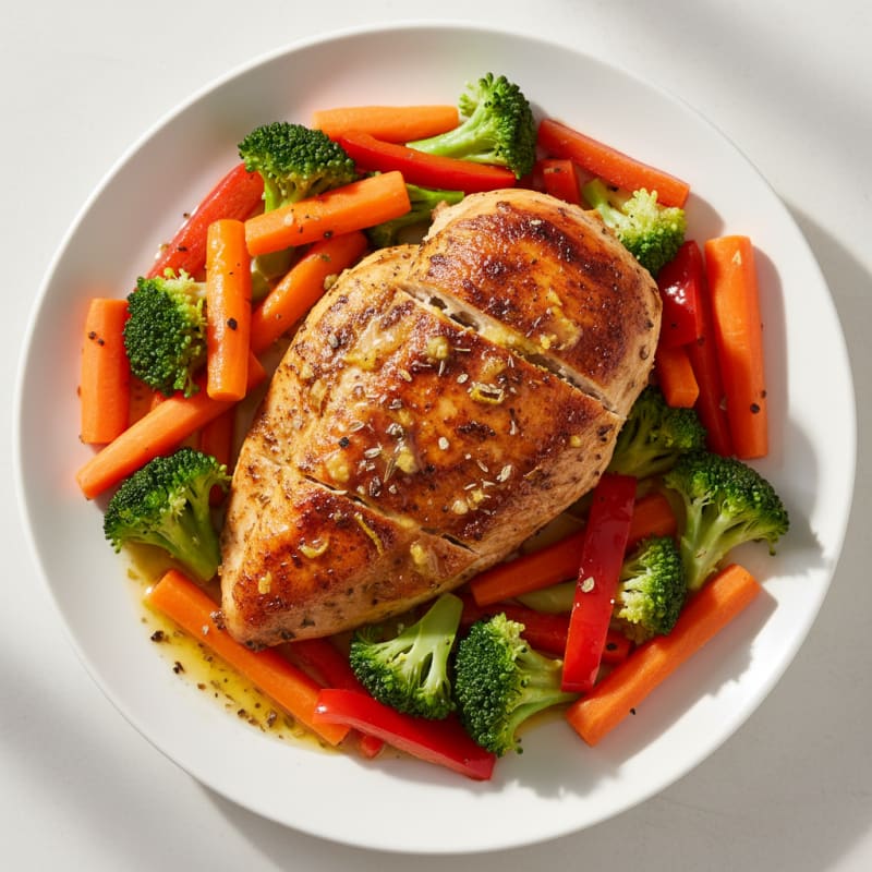 Crispy Lemon-Herb Roasted Chicken with Vegetables
