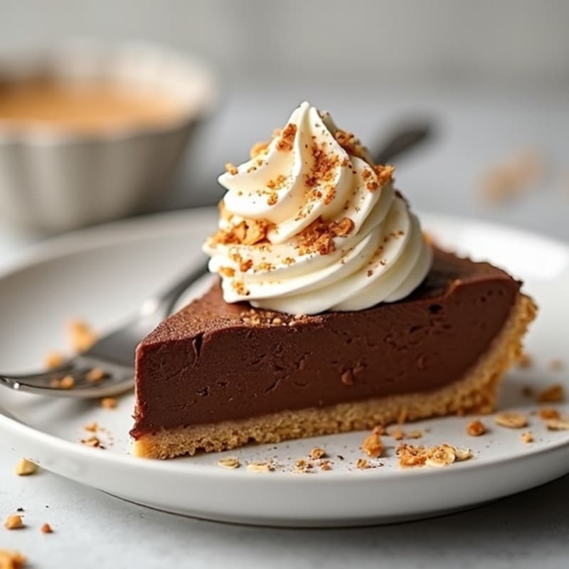 No-Bake Dark Chocolate Peanut Butter Protein Pie