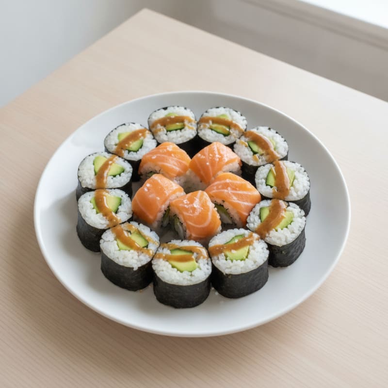 Fresh Salmon and Avocado Sushi Rolls