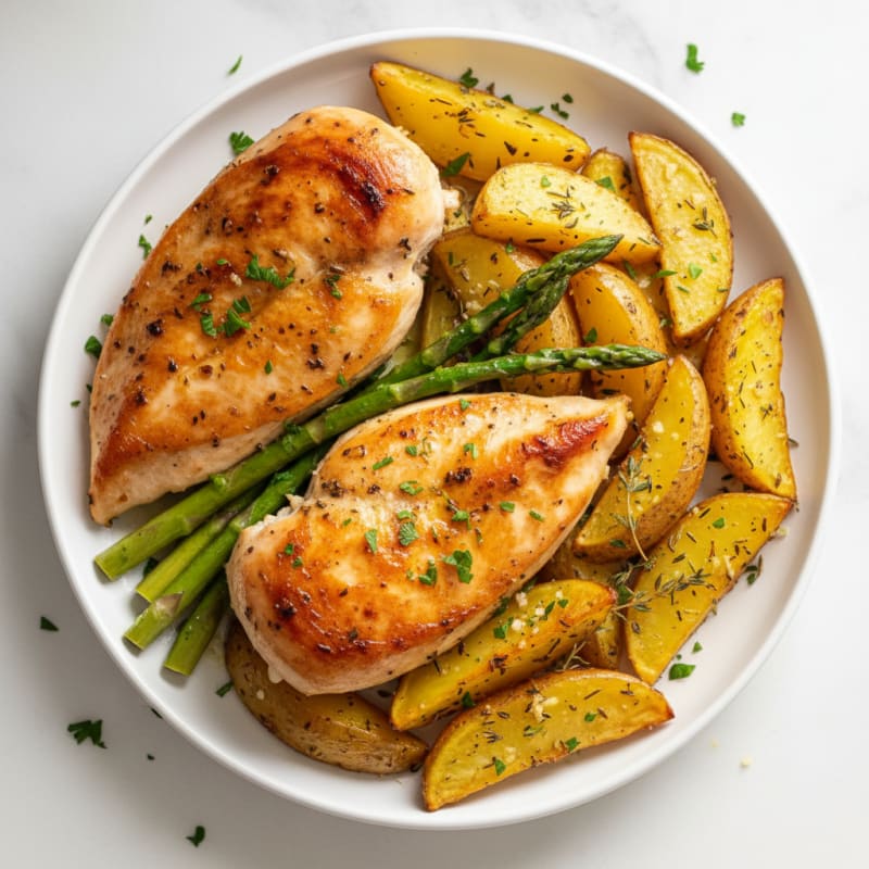 Garlic Herb Roasted Potatoes and Chicken