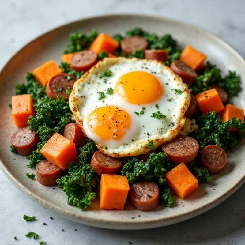 Hearty Sweet Potato and Kale Egg Scramble