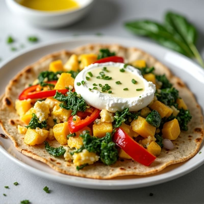 Egg White Veggie Scramble with Cottage Cheese and Spinach