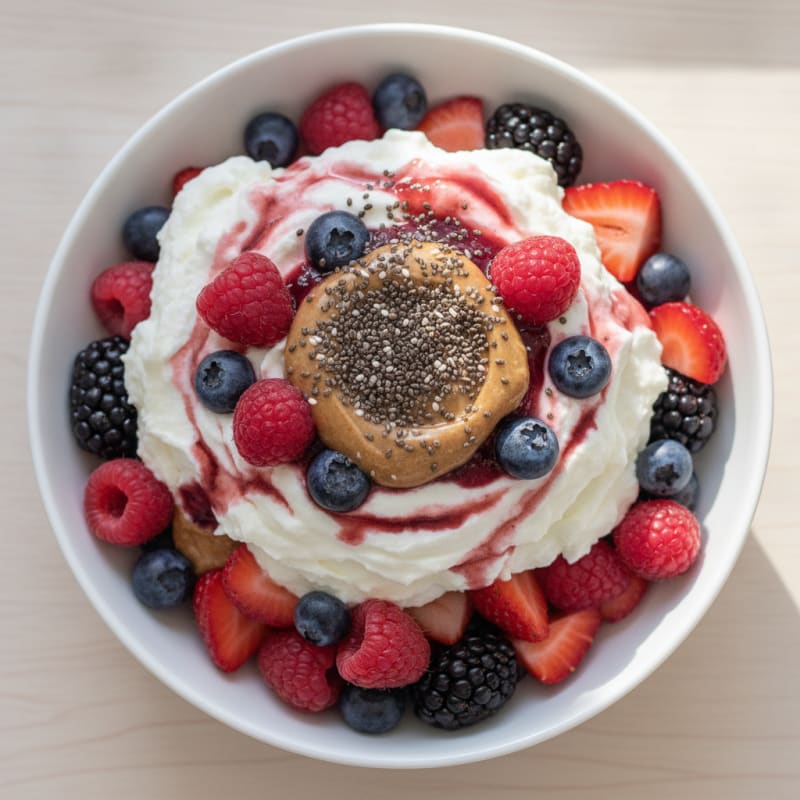 Silky Greek Yogurt Protein Pudding with Mixed Berries