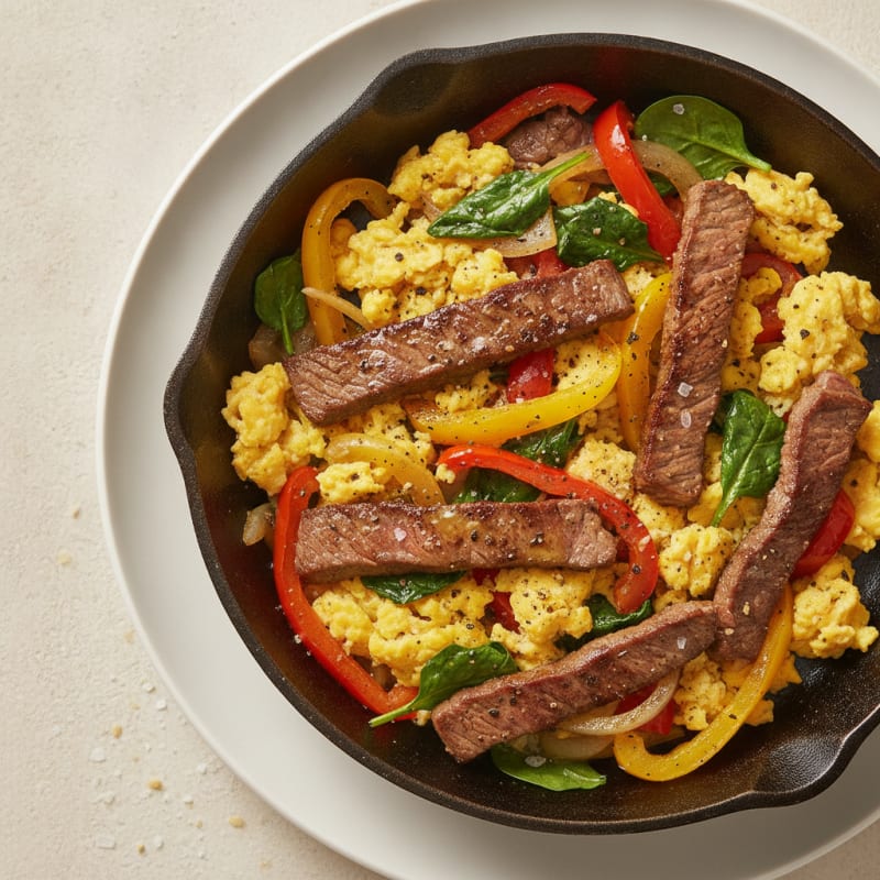 Steak and Scrambled Egg Skillet