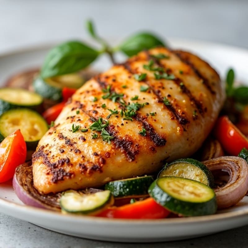 Herb-Crusted Pan Seared Chicken with Roasted Vegetables
