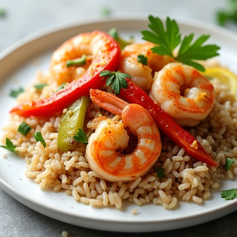 Hearty Chicken and Shrimp with Bell Peppers and Savory Rice