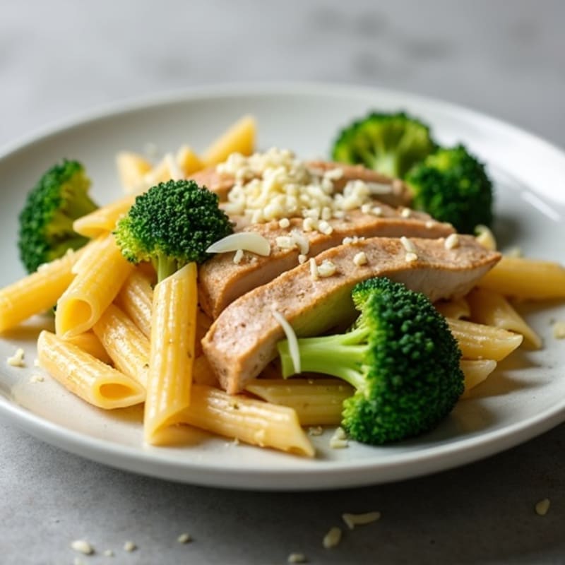 Creamy Chicken Pasta with Roasted Broccoli
