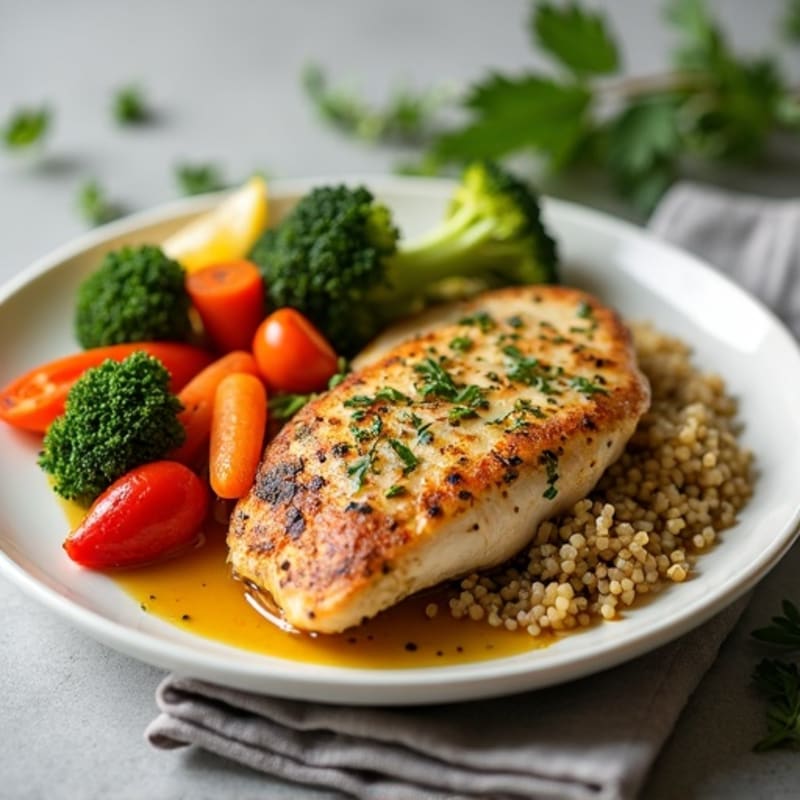 Herb-Crusted Pan Seared Chicken with Roasted Vegetables