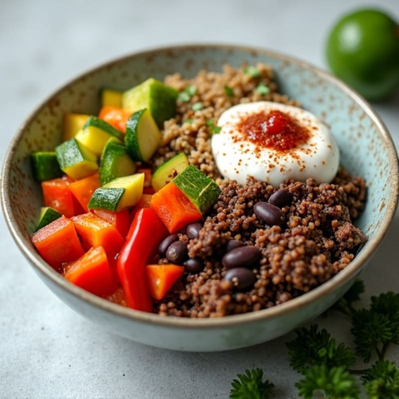 Seasoned Ground Beef Bowl with Special Sauce