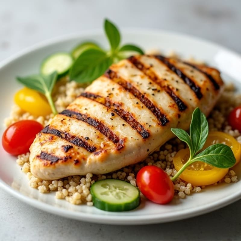 Grilled Chicken and Quinoa Salad with Crisp Vegetables