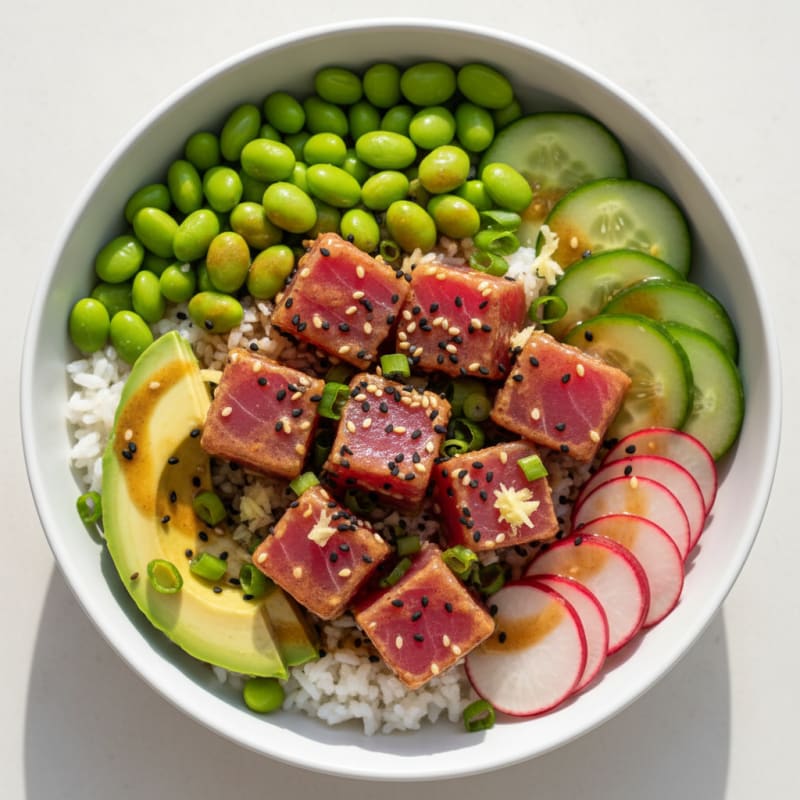 Ahi Tuna Poke Bowl with Sesame Vinaigrette