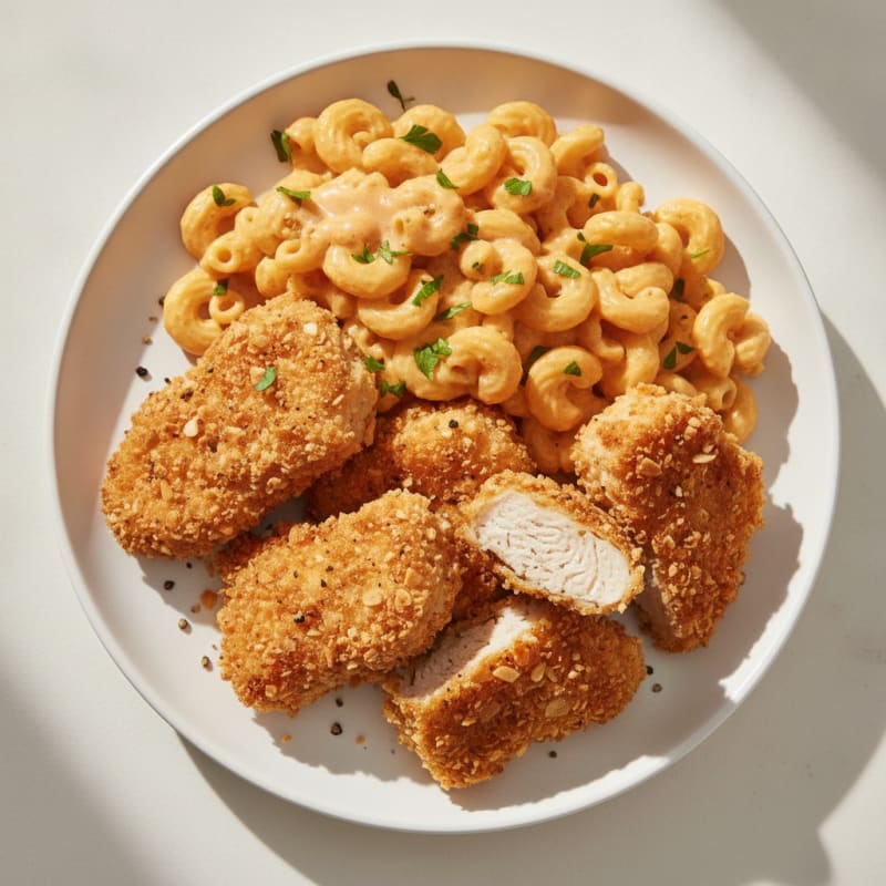 Air-Fried Chicken Nuggets with Goodles Mac